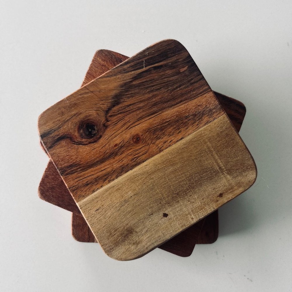 Rustic Natural Wood Coaster Set